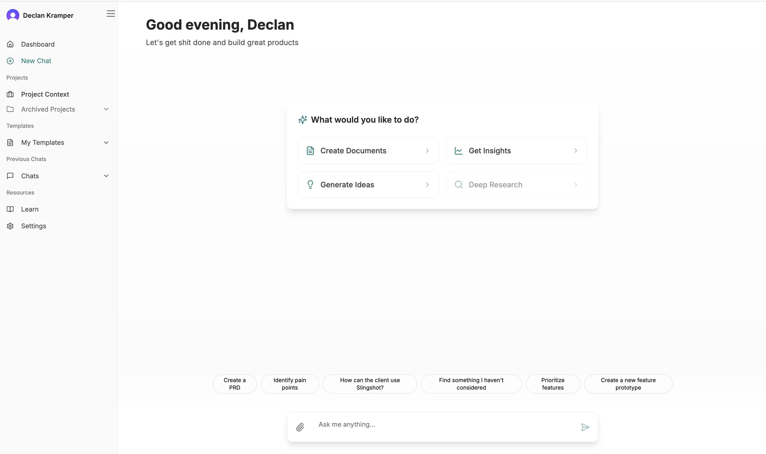 PRD AI Assistant Dashboard